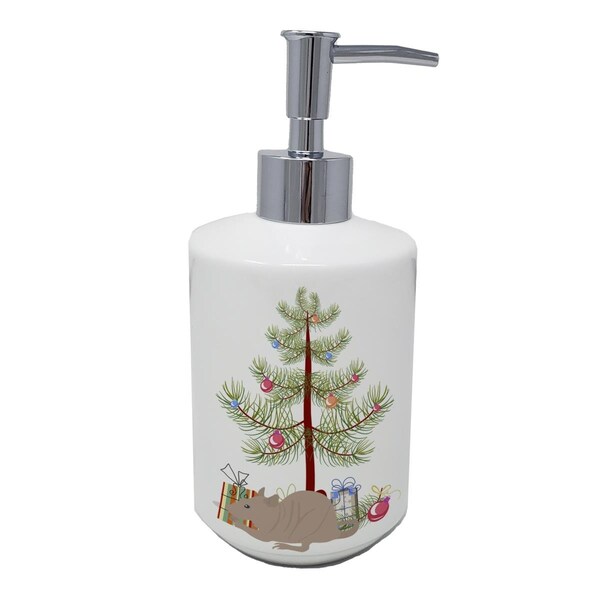 Carolines Treasures 7 x 3.5 in. Fuzz Rat Merry Christmas Ceramic Soap Dispenser CK4472SOAP - main